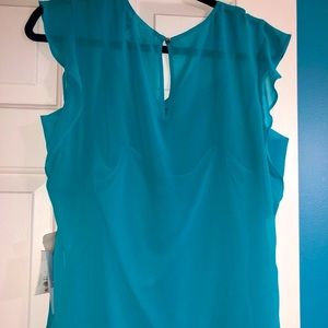 Women’s Medium blouse attached cami tank Liz Claiborne teal aqua ladies shirt